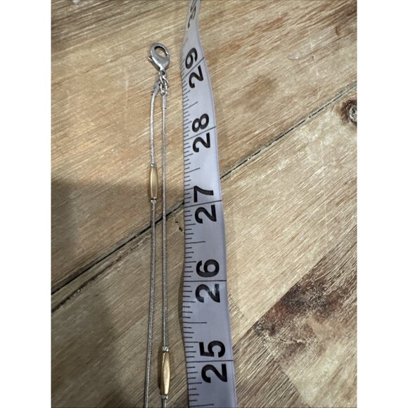 Chicos Silver Gold Tone Thin Beads 14" Long Layering Statement Necklace NEW - Picture 9 of 15